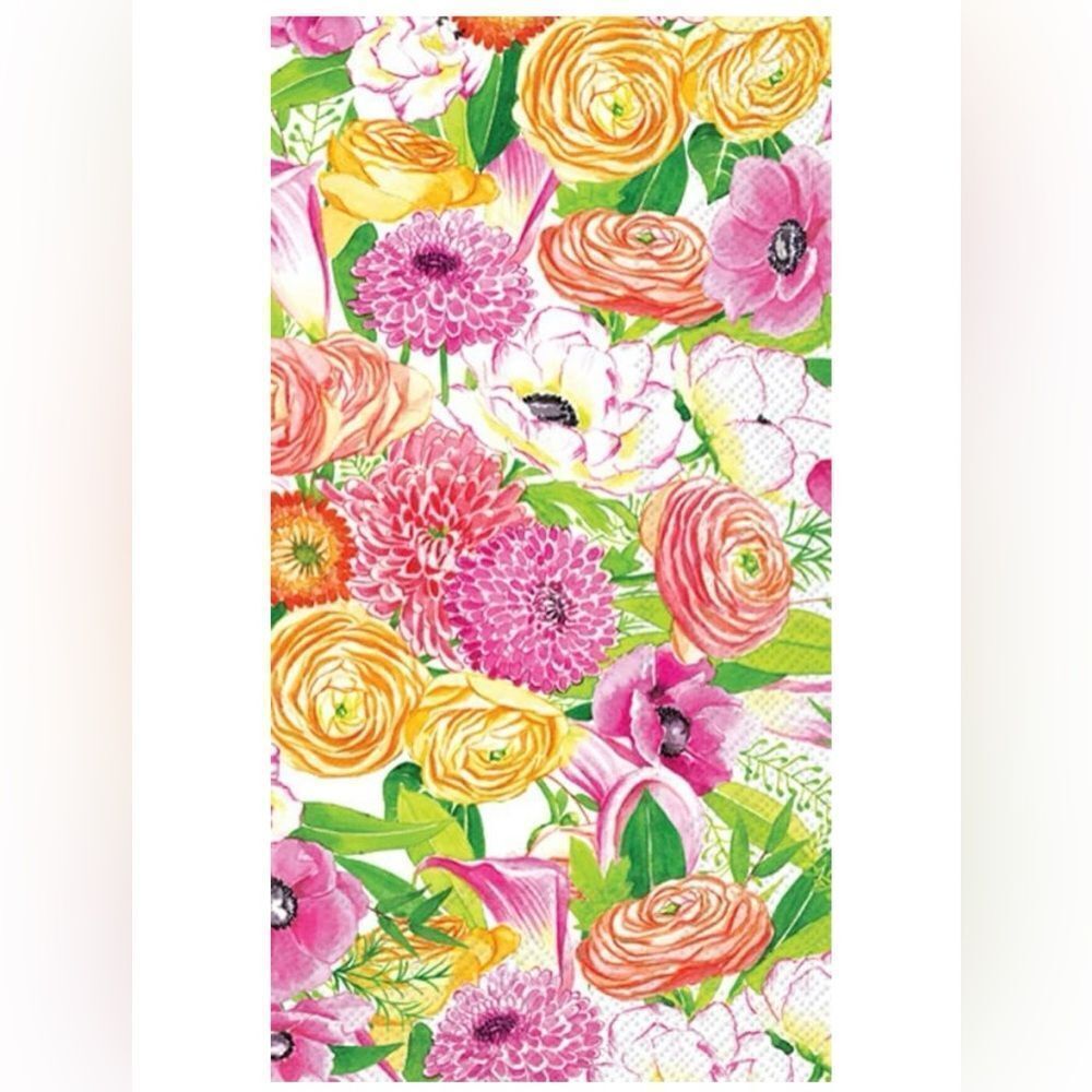 Celebrate THE HOME 32 x 2 pk Garden Bouquet Pink White Green Yellow Guest Towel